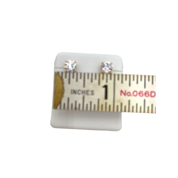 Gold-Plated Cubic Zirconia Stud Earrings Sparkling Round Cut Stones - Picture 2 of 3